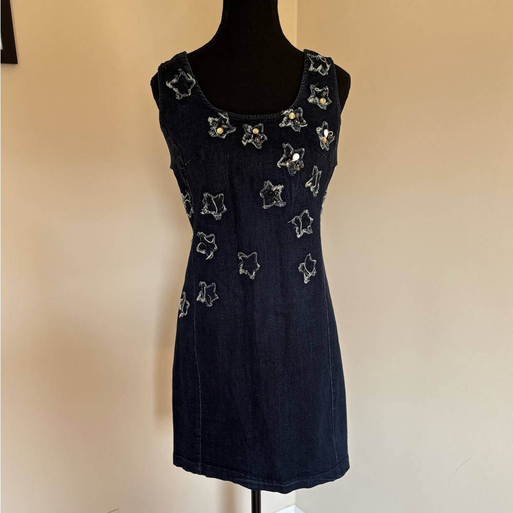 Denim Embellished Mini Dress
